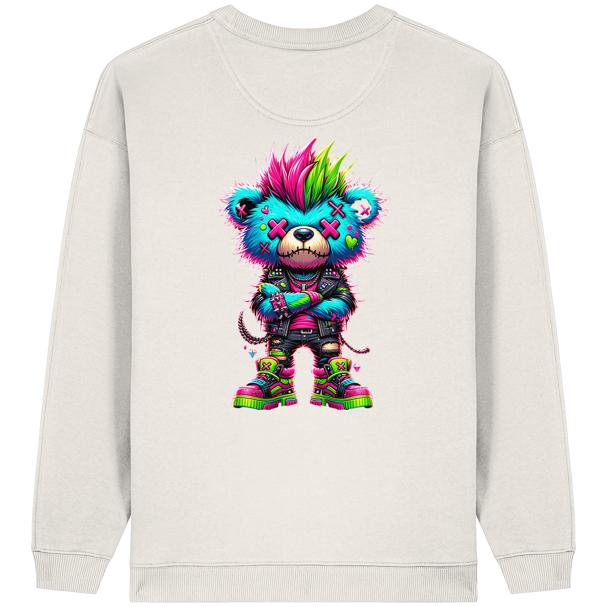 Punk Neon Teddy - Sweat-shirt oversize bio pour femme