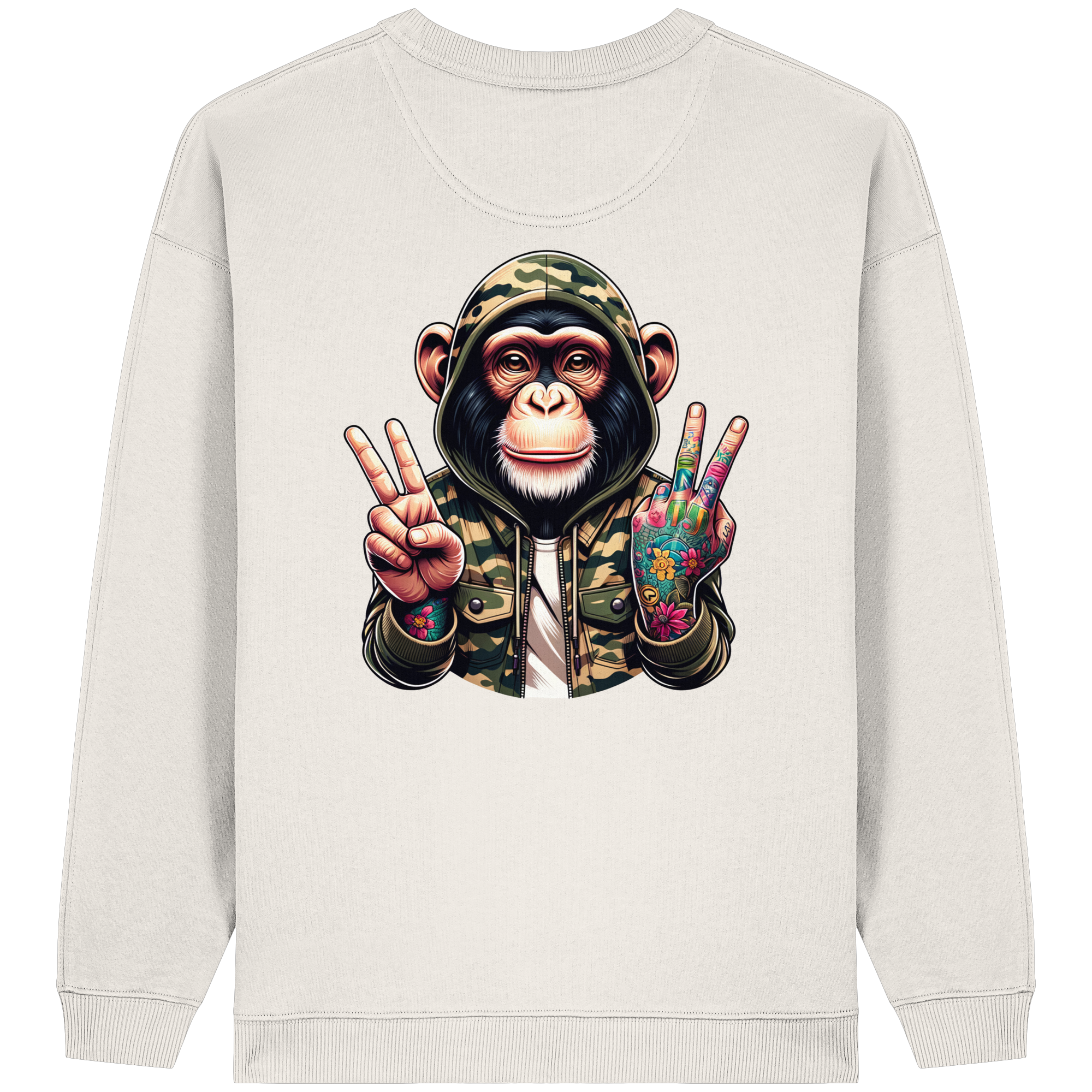 Jungle Ink Monkey - Womens Organic Oversized Sweatshirt